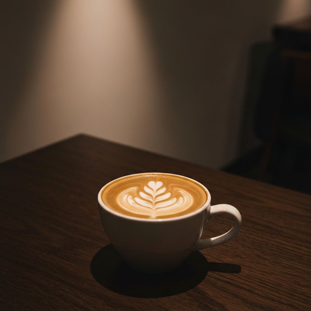 Latte art in ceramic cup