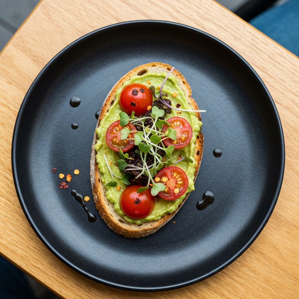Artisan avocado toast with microgreens