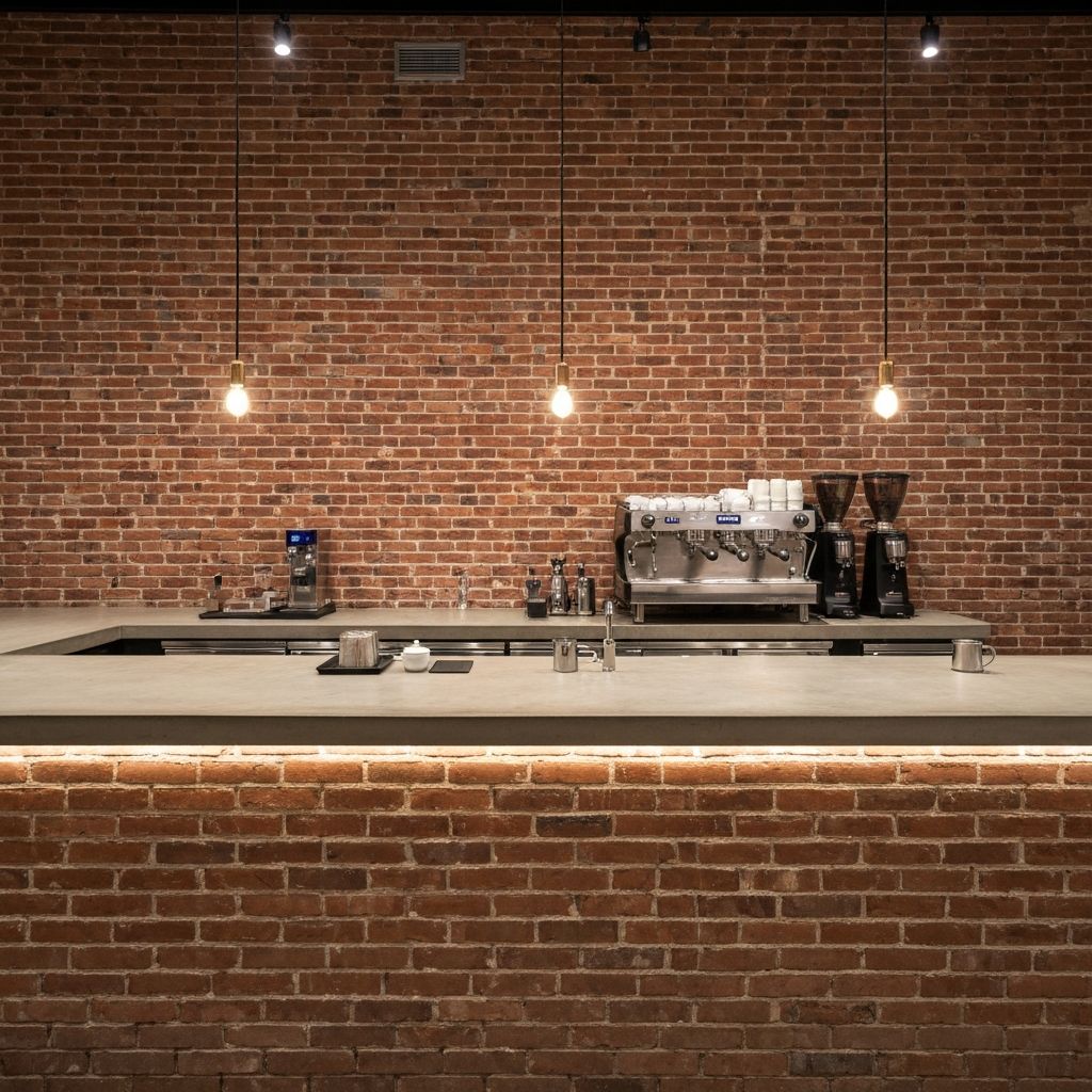 Minimalist coffee bar counter